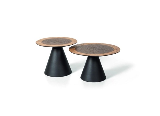 Luxe Dubbele Set 2x Salontafel Houten stijl Woonkamer meubels Zwarte tafel