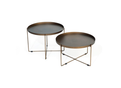 Salontafel x2 Woonkamer Koffietafel Settafel Bijzettafels 2-dlg. Ronde tafels