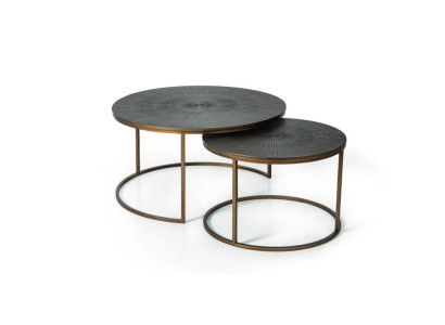 Salontafel 2x Rond Roestvrij staal Bijzettafel Designer meubels in de woonkamer