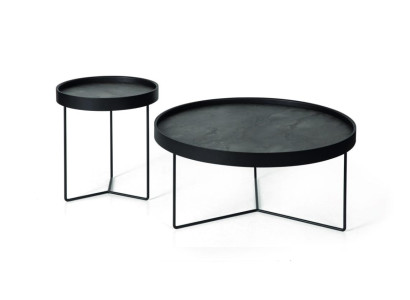 Salontafel 2x Woonkamer Koffietafel Zwart roestvrijstalen bijzettafels Tafels