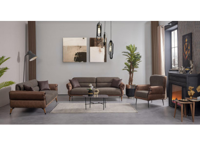 Zitmeubilair Textiel Woonkamer Set 3-delig Bankstel Tweezitter Fauteuil Nieuw Inrichting