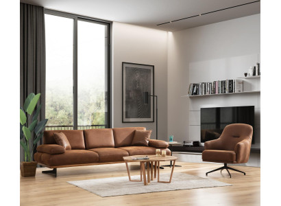Woonkamerset 2-dlg Modern Vierzitsbankbank Luxe Fauteuil Bankstel