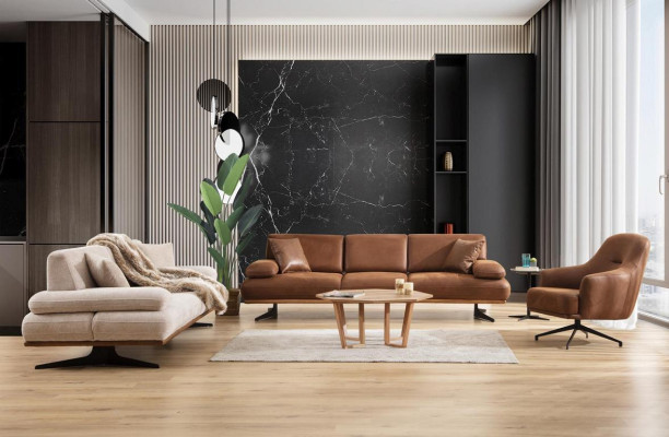 Woonkamerset 2-dlg Modern Vierzitsbankbank Luxe Fauteuil Bankstel
