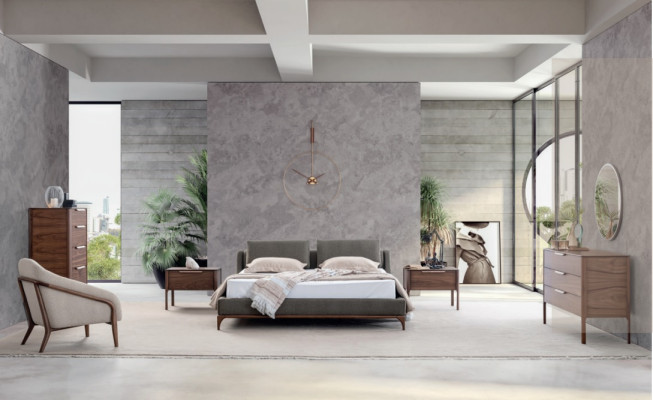 Slaapkamer compleet set Bed 2x nachtkastjes Dressoir Kast Modern