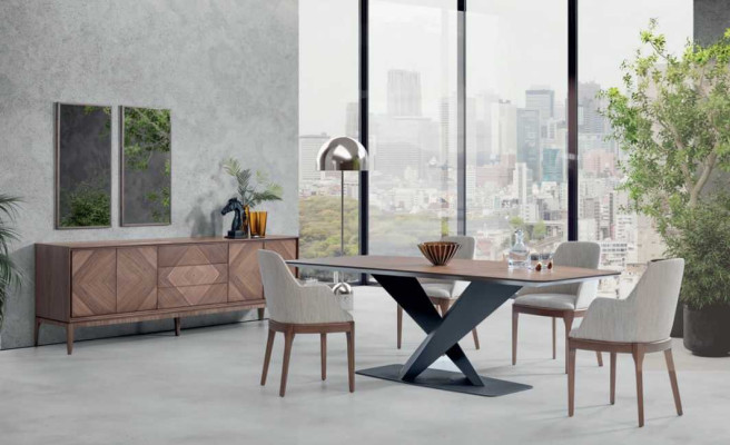 Luxe set voor eetkamer 5-delig tafel 4x stoelen met dressoir Tafels hout