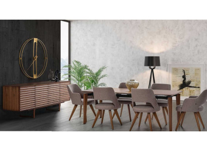 Eetkamer Modern Set Buffet 6x Stoel met Eettafel Luxe Ontwerpen Set