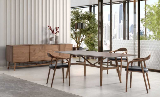 Luxe set eetkamer 6-delig eetset eetgroep set tafel 4x stoelen met dressoir