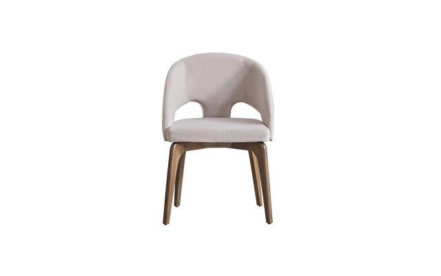 Witte eetkamerstoel Stijlvolle fauteuil Gestoffeerde stoelen Moderne houten poten