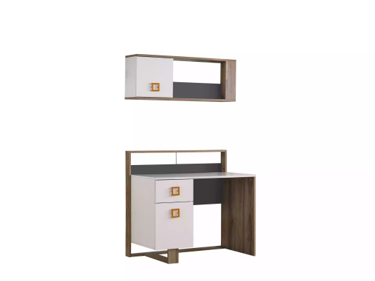 Bureau kinderkamerset 3-delig plank computer hout stoel geel Nieuw