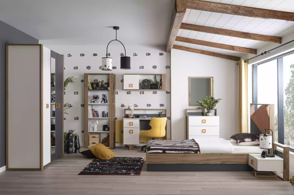 Garnituur Kinderbed Kindermeubels Kinderkamer Bed Hout Grijs Set van 9 stuks