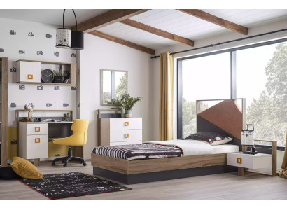 Bedframe kinderbed kindermeubels kinderkamer bed hout grijs set 6-delig