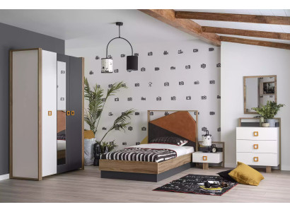 Garnituur Bed Slaapkamer Kinderkamer Set Meubels Grijs 5 dlg Hout Nieuw