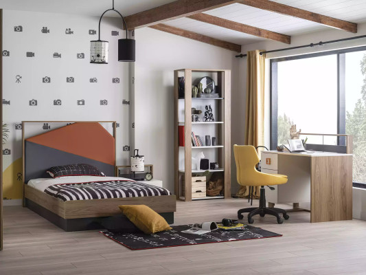 Kindermeubel set Kinderbed Kinderkamer Bed Hout Grijs Set 4-delig