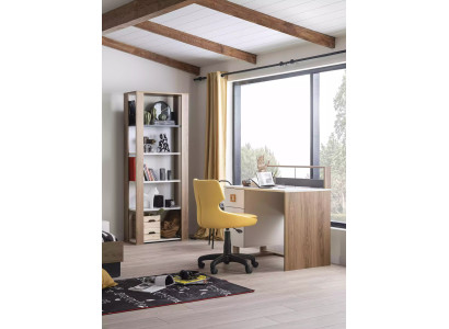 Kinderbureau Bureau Boekenkast Hout Bruin Set 3-delig Stoel