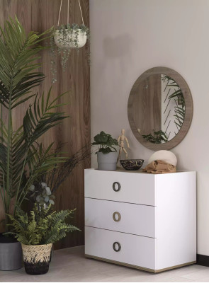 Groep dressoir met spiegel, dressoir van wit hout, slaapkamer kast set.