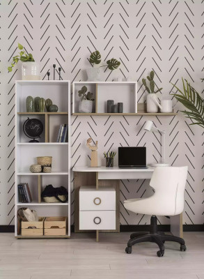 Kinderbureau bureau boekenkast hout wit set 3-delig ontwerp