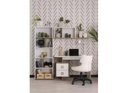 Kinderbureau bureau boekenkast hout wit set 3-delig ontwerp