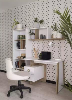 Kinderbureau bureau boekenkast hout wit set 3-delig ontwerp
