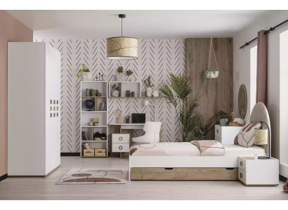 Compleet kinderbed kindermeubels kinderkamer bed hout wit set 8-delig.