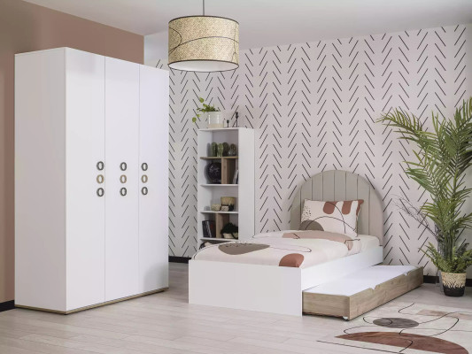 Ontwerp kinderkamer Compleet bed Kinderm meubels Hout Wit Set 4-delig Nieuw
