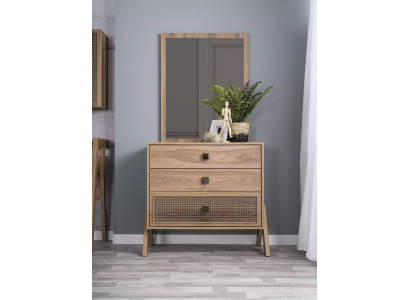 Complete commode met spiegel hout bruin 2-delig kinderkamerkast