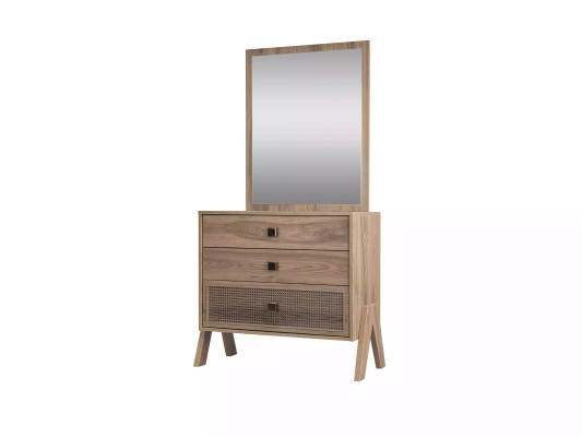 Complete commode met spiegel hout bruin 2-delig kinderkamerkast