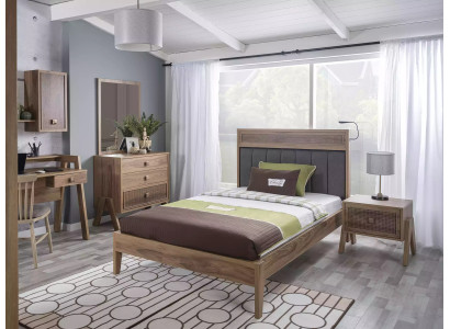 Kinderkamer Compleet Bedframe Kindermeubels Bed Hout Bruin Set 4-delig