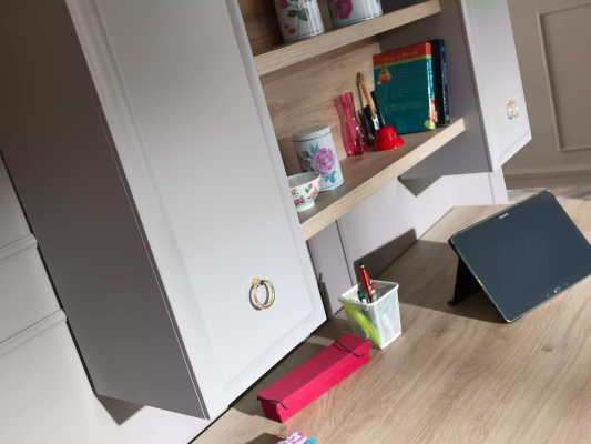 Compleet kinderbed kindermeubels kinderkamer bed hout grijs set van 5 delen