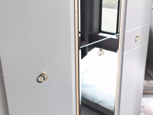 Jongerenbed Slaapkamermeubels Houten bed Compleet Bed Grijs Set 5-delig
