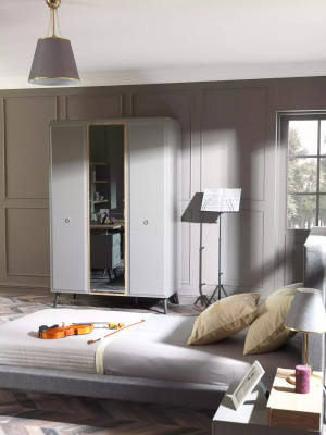 Volledige jeugd bed slaapkamer meubels houten bed bed grijs set 4-delig