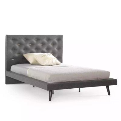 Garnituur jongerenbed nachtkastje kinderkamer bed hout grijs 120 cm 2-delig.