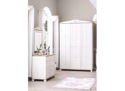 Garnituur Slaapkamer Kledingkast Set 3-delig Ladenkast Hout Wit