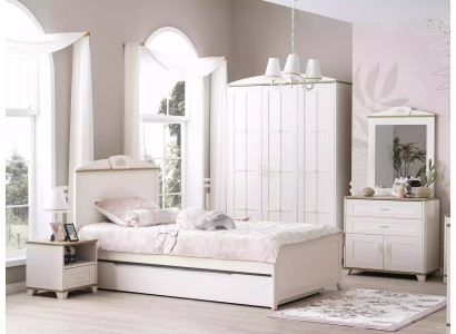 Functioneel bed Uitschuifbaar kinderbed Bed Wit Set 5-delig Houten bed