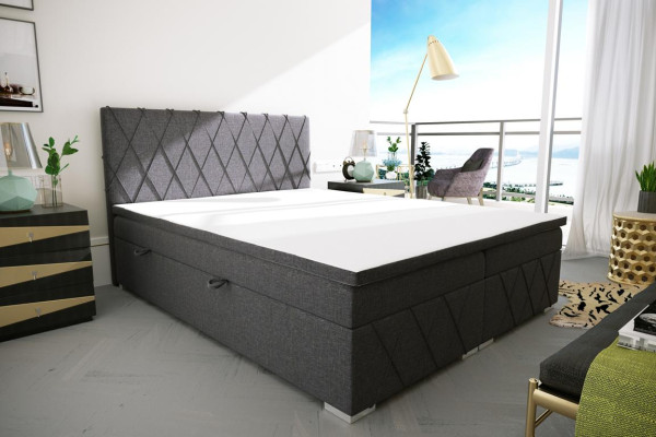 Dubbel Luxe Grijs Boxspringbed Ontwerp Bed Gestoffeerd Slaapkamer Textiel