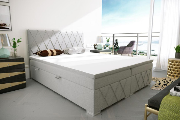 Dubbel Luxe Grijs Boxspringbed Ontwerp Bed Gestoffeerd Slaapkamer Textiel