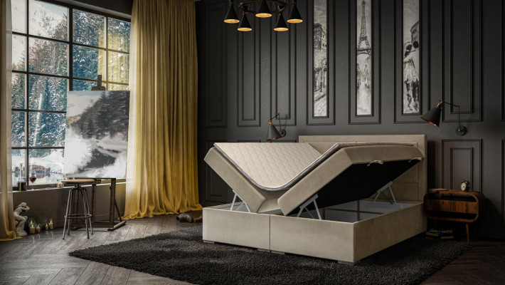 Luxe slaapkamer bed dubbel gestoffeerd modern design meubilair boxspringbed