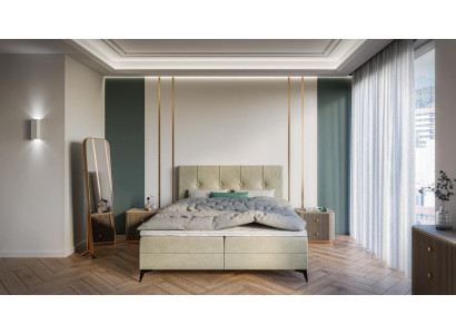 Bed Luxe Slaapkamer Beklede Meubelen Ontwerp Tweepersoonsbed Stof Boxspringbed