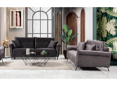 Bankstel set 2 delig Woonkamer 2x Bank Bankstel Driezitter Modern Meubilair