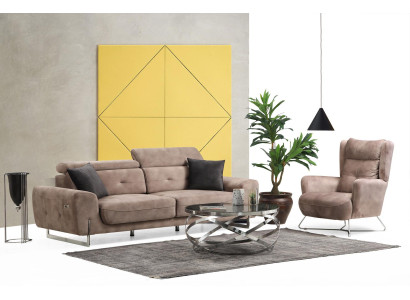 Set van 2 stuks woonkamerbankstel Driepersoonsbank Moderne bank Textielen fauteuil