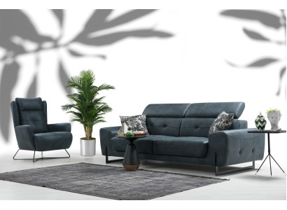 Sofa set 2-delige driezitter bank woonkamer design fauteuil textiel meubels
