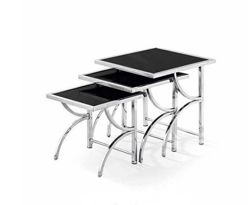 Salontafel Roestvrijstalen Design 3x Salontafel Bank Bank Kranten Tafel