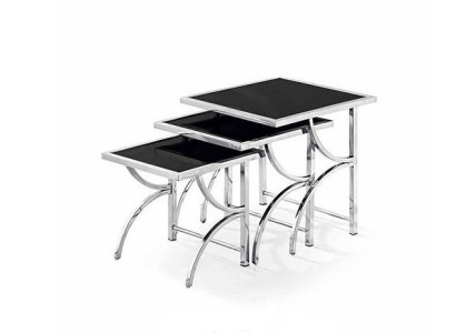 Salontafel Roestvrijstalen Design 3x Salontafel Bank Bank Kranten Tafel