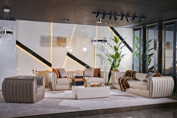 Fauteuil Design Woonkamer Bekleding Hout Modern Luxe Nieuw Kleur beige