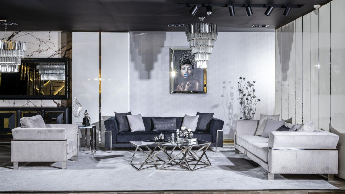 Luxe bankstel 3-zits bankstellen Stoffen bankstel Design meubels Driezitsbank zwart