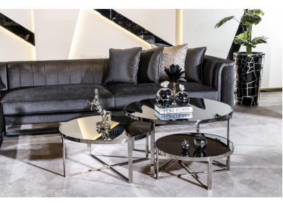 Woonkamer salontafels Luxe Design 3-delig Hout Grijs Stijl Modern Tafel