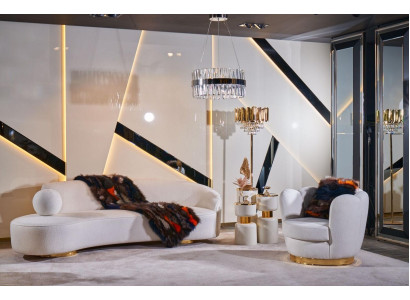 Luxe bank wit bankstel fauteuil 3+1 zits stof design bankstellen groep