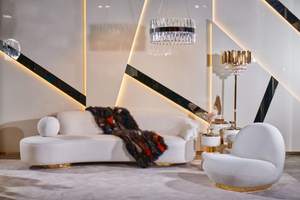 Luxe bank wit bankstel fauteuil 3+1 zits stof design bankstellen groep