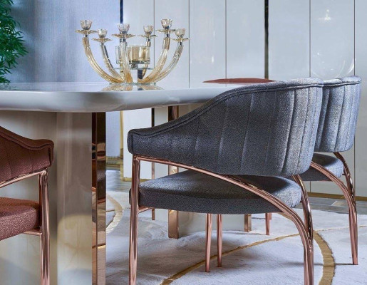 Luxe tafels Eetkamertafel Eetkamer Modern Goud Roestvrij staal Direct