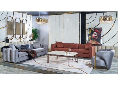 Bankstel 3+3+1 zits salontafel set bank gestoffeerde bank 4-delige set