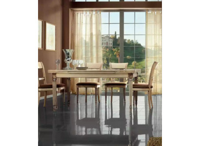 Italiaanse stijl eettafel 4 stoelen houten tafel eetset ontwerp 5-delige set